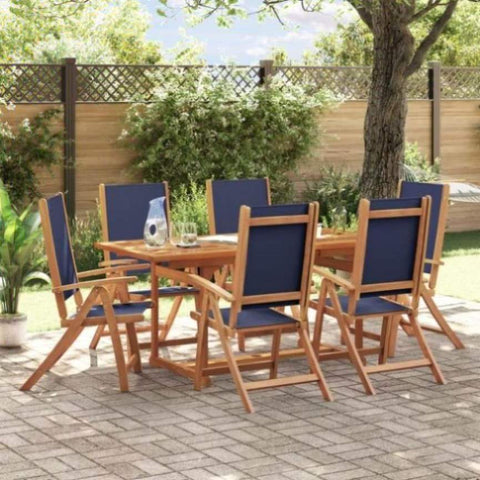 ZNTS 7 Piece Garden Dining Set Solid Wood Acacia and Textilene 3279298