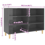 Sideboard High Gloss Grey 103.5x35x70 cm Engineered Wood 806039