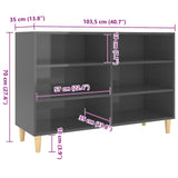 Sideboard High Gloss Grey 103.5x35x70 cm Engineered Wood 806039