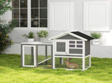 Rabbit Hutch Outdoor Wooden Guinea Pig Hutch Rabbit Run Bunny Cage Small Animal House Pull-Out Tray, T3398P350029