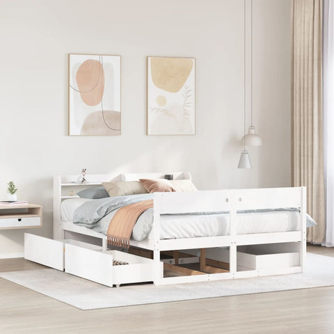 Bed Frame without Mattress White 140x200 cm Solid Wood Pine 3307123