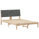 Bed Frame with Headboard Dark Grey 140 x 200 cm Solid Pine Wood 878815