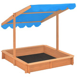 Sandbox with Adjustable Roof Firwood 115x115x115 cm 316473