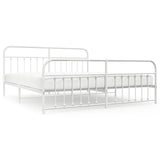 Bed Frame White Powder-Coated Steel Double Industrial Bed Frame 352651
