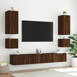 TV Wall Cabinets with LED Lights 2 pcs Brown Oak 40.5x35x40 cm 837259