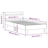 Bed Frame without Mattress with Headboard Concrete Grey 90x200 cm 838536