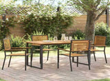Garden Dining Set 5 pcs Black Solid Acacia Wood 3365454