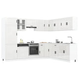 14 Piece Kitchen Cabinet Set "Porto" Gloss White Engineered Wood 3314993