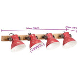 Wall Lamp 25 W Distressed Red 90x25 cm E27 371820