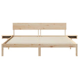 Bed Frame with Headboard Brown 200 x 200 cm Solid Pine Wood 3385748