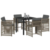 Garden Dining Set 5 pcs Grey Poly Rattan 3380777