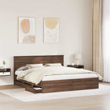 Bed Frame with Drawer Brown Oak 200 x 200 cm Engineer Wood 3407955