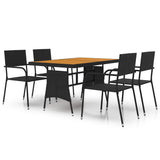 Outdoor Dining Set Black PE rattan, steel, solid acacia wood Medium 3120096