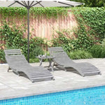 Sun Loungers 2 pcs Grey 184x55x64 cm Solid Wood Acacia 3155468