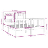 Bed Frame without Mattress White 140x190 cm Solid Wood 3104109