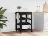 Kitchen Trolley MONZA Black 48 x 40 x 88.5 cm Solid Pine Wood 42027031
