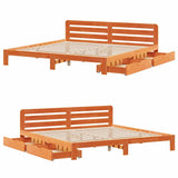 Bed Frame without Mattress Wax Brown 200x200 cm Solid Wood Pine 3309859