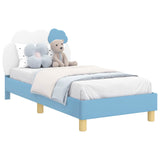 Children's Bed Frame with Headboard Blue 80 x 160 cm PU 42011017