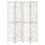 Room Divider 4 Panels White Solid Wood Paulownia 358739