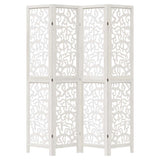 Room Divider 4 Panels White Solid Wood Paulownia 358739