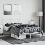 Bed Frame White Powder-Coated Steel Double Bed Frame 353584