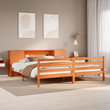 ZNTS Bookcase Bed without Mattress Wax Brown 180x200 cm Super King Solid Wood Pine 3321869