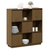 Highboard Honey Brown 110.5x35x117 cm Solid Wood Pine 814372