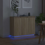 LED Sideboard Sonoma Oak 90 x 32 x 75 cm Engineered Wood 869676
