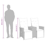 Reclining Garden Sofa 2-Seater with Table Grey Poly Rattan 365724