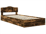 Bed Frame with Drawer Smoked Oak 90 x 190 cm Engineer Wood 3413051