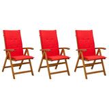 Reclining Garden Chairs 3 pcs Natural Solid Acacia Wood 42041437