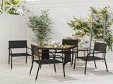 Outdoor Dining Set Black PE rattan, steel, solid acacia wood 3120087
