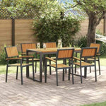 Garden Dining Set 7 pcs Black and brown 140 x 80 x 75 cm 3284384