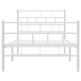 Metal Bed Frame without Mattress with Footboard White 100x200cm 355721