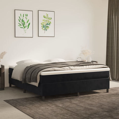 ZNTS Bed Frame without Mattress Black Super King Velvet 3121228