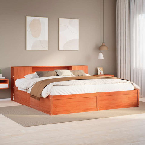 Bed Frame without Mattress Wax Brown 180x200 cm Super King Solid Wood Pine 3323409