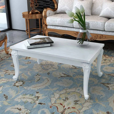 ZNTS Coffee Table 100x60x42 cm High Gloss White 243380