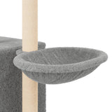 Cat Tree with Sisal Scratching Posts Light Grey 145 cm 172095