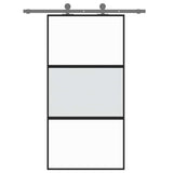 Sliding Door Black 102.5x205 cm Tempered Glass and Aluminium 155203
