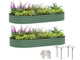 Set of Two 181 x 93cm Steel Planters - Green T3398P377568