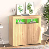 Sideboard with LED Lights Sonoma Oak 80x35x75 cm 804331
