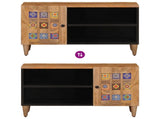 TV Cabinet with Door Natural 80 x 33 x 46 cm Solid Mango Wood 4018275