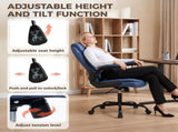 Linen-Look Computer Desk Chair, Executive Office Chair with Flip-Up Armrests and Thick Cushion, Blue T3398P550278