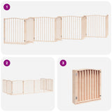 Dog Gate with Door Foldable 8 Panels 640 cm Poplar Wood 3155614