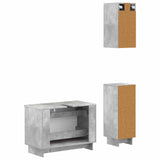 3 Piece Bathroom Cabinet Set EDE Concrete Grey Engineered Wood 3417741