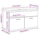 Bathroom Cabinet Black Oak 90 x 38.5 x 46 cm Engineered Wood 3333138