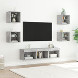 7 Piece TV Wall Units with LED Concrete Grey Engineered Wood 3216586