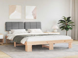 Bed Frame with Upholstered Headboard Natural and Light Grey 877404