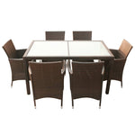 7 Piece Outdoor Dining Set with Cushions Poly Rattan Brown 43127
