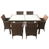 7 Piece Outdoor Dining Set with Cushions Poly Rattan Brown 43127